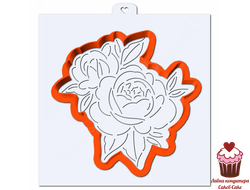 Трафарет+форма "Две розы с листиками №2"