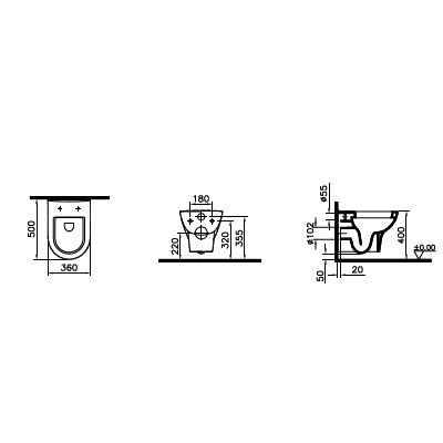 Подвесной унитаз Vitra Zentrum, 50 см, 5785B003-0075