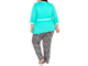 Домашний костюм-пижама большого размера  арт. 1265-5435 (цвет изумруд) Размеры 60-80