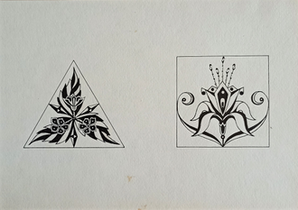"Гвоздика и тюльпаны" бумага тушь Григорьева Н.В. 1980-е годы