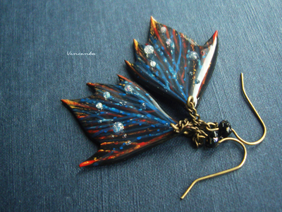 Фэнтези серьги в виде крылышек бабочки Первоэлемента