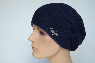 Синий берет вязаный женский Vizio Италия 5323 B