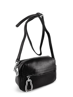(АРТИКУЛ: 8399/0/81) СУМКА ЖЕНСКАЯ, МАЛЕНЬКАЯ, НАТУРАЛЬНАЯ КОЖА, ЧЕРНАЯ, С НАРУЖНЫМИ КАРМАНАМИ, С ПЛЕЧЕВЫМ РЕМНЕМ