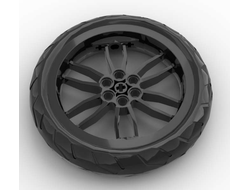 Wheel 75mm D. x 17mm Motorcycle with Black Tire 94.2mm D. x 22mm Motorcycle Racing Tread 88517 / 88516, Black (88517c01)