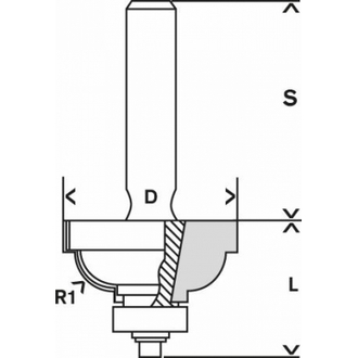 Профильная фреза F Bosch 8 ( D-28,5; L-13,5; R1-6,3 )