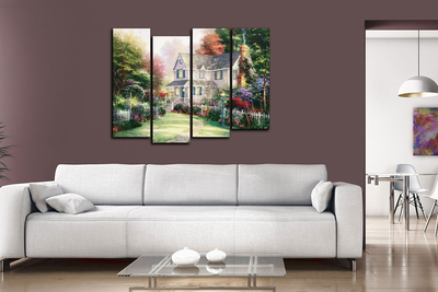 Модульная картина "Домик с чудесным садом"