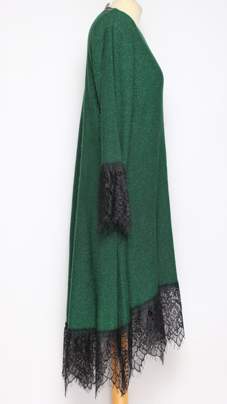 ПЛАТЬЕ ТРИКОТАЖНОЕ "ЛЮРЕКС КРУЖЕВО" малахит до р.48