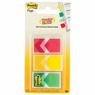 Закладки клейкие POST-IT стрелки, пластиковые, 24 мм, 3 цвета х 20 шт., 682-ARR-RYG