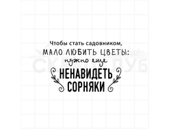 Чтобы стать садовником мало любить цветы, нужно еще ненавидеть сорняки.