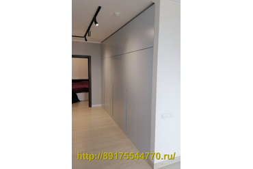 048 Шкаф встроенный в нишу с распашными дверями, в прихожей.
Фасады МДФ покраска.
