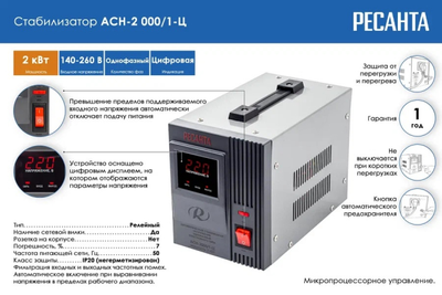Стабилизатор АСН- 2 000/1-Ц Ресанта