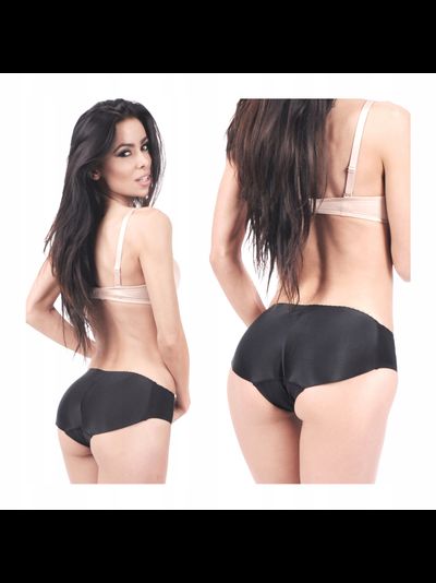 Комплект из двух бесшовных трусов пуш-ап (черный+телесный)