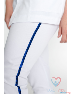 Брюки белые с синими лампасами IvaMED