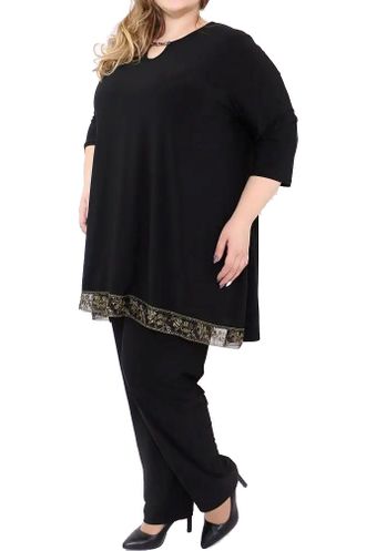 Женские летние классические брюки арт. 76809-48 (цвет черный) Размеры 62-80