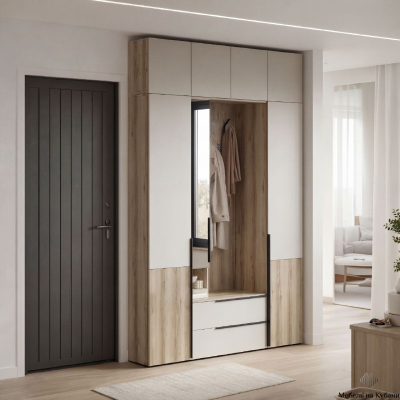 Заря прихожая с 2 пеналами и антресолью ПВШ Дуб делано/Кашемир