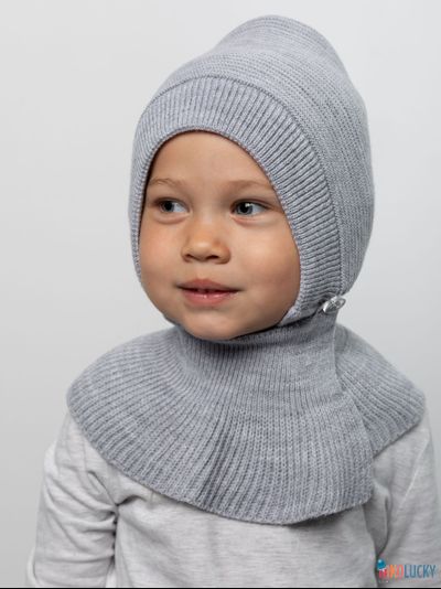 Шапка-шлем 24201-01 х/б подклад, светло-серый меланж 46-48