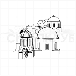 штамп "Греция. Синие крыши"