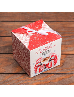 Коробка подарочная новогодняя "Поздравление" 12 х 12 х 12 см