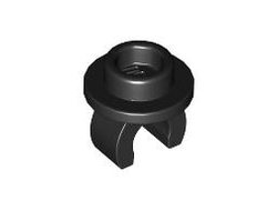 Plate, Round 1 x 1 with Clip on Bottom, Black (5264 6534180)