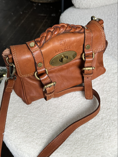 Женская маленькая сумка сэтчел из натуральной винтажной кожи, цвет рыжий, Vera Pelle  Арт.024488