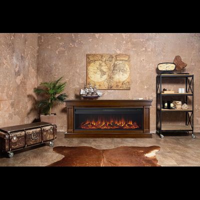 Линейный электрокамин Geneva темный дуб с очагом Vision 60 LOG LED