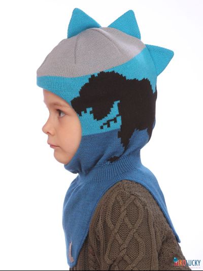 Шапка-шлем 20101-09 синий, ярко-голубой, серый р.52-54