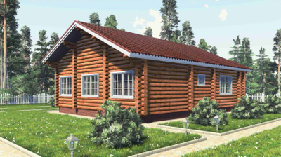 Одноэтажный дом из бревна ДБ-08, площадь 110 м2