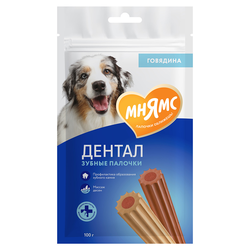 Лакомство Мнямс DENTAL для собак "Зубные палочки" с говядиной, 100 г