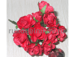 бумажные цветы "Вишня", цвет-красный, 20 мм, 12 шт/уп