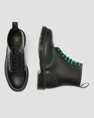 Полуботинки Dr. Martens 1460 Black Smooth Contrast Green Stitch мужские