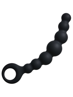 Чёрная упругая анальная цепочка Flexible Wand - 18 см.