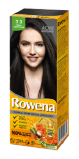 Rowena Стойкая Крем-Краска для волос тон 3.0  Тёмно-Коричневый ( с аммиаком)