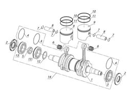 Вал коленчатый, поршни Тайга Варяг 550 V SE / 550 V / Patrul 550 SWT