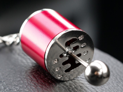 Брелок рычаг КПП, металл, КРАСНЫЙ