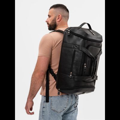Кожаная дорожная сумка / рюкзак Napoli black 
(арт. 4034-01)