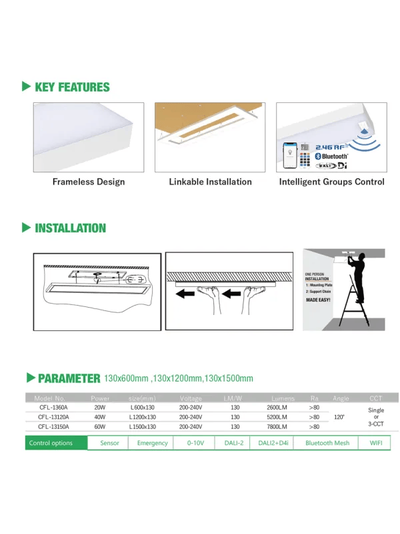 Безрамный светодиодный потолочный светильник для скрытого монтажа 240 В