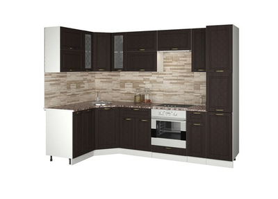 Кухня "Агава" 1,45мх2,75м угловая МДФ (Эра) тёмная/светлая