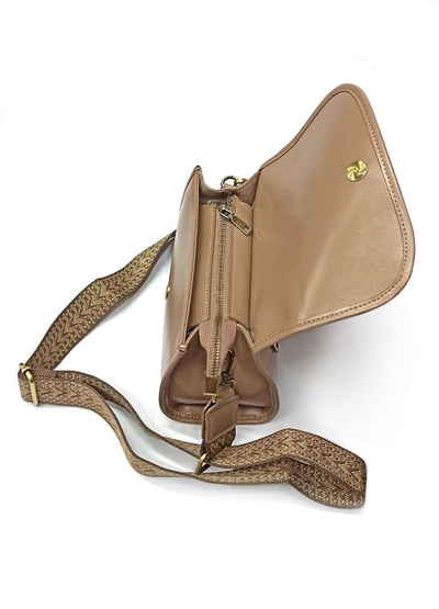 (АРТИКУЛ: 10026/52) СУМКА ЖЕНСКАЯ, НЕБОЛЬШАЯ, НАТУРАЛЬНАЯ ГЛАДКАЯ КОЖА, БЕЖЕВАЯ, С ДВУМЯ ПЛЕЧЕВЫМИ РЕМНЯМИ