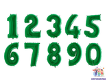 Цифра зеленая 102 см - 0,1,2,3,4,5,6,7,8,9 ( шар + гелий + лента )