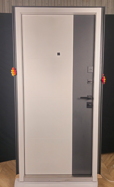 STEEL ART (МЕЛИТОПОЛЬ) HOUSE 236Д (АВАЛЛОН).  ОЦИНКОВАННАЯ СТАЛЬ муар МЕЛАНЖ Bond /Ral 7043 (ЧЕРНЫЙ)/ ОЦИНКОВАННАЯ СТАЛЬ, муар Ral 9016 (БЕЛЫЙ). ДВУХЦВЕТНЫЙ КОРОБ.