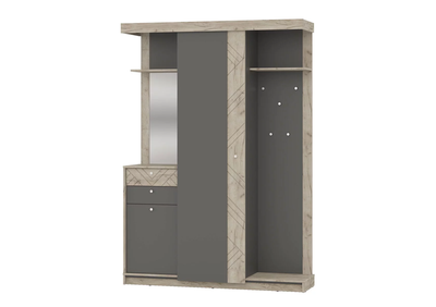 Прихожая ЛОРЕЙН Дуб Крафт Серый/Графит МДФ Крафт Серый