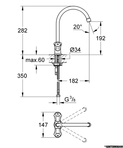 Смеситель для кухни GROHE Costa L для мойки высокий излив 31831001