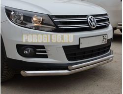 Защита переднего бампера двойная d60/42 для Volkswagen Tiguan 2011-2016