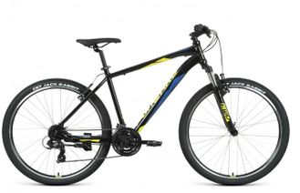 Велосипед FORWARD APACHE 27,5 1.2 S, рама 15", 2020-2021, черный/желтый RBKW1M37GS02