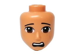 Mini Doll, Head Friends Male Large with Reddish Brown Eyes, Black Eyebrows and Scared Open Mouth Pattern, Nougat (84070 / 6373408)