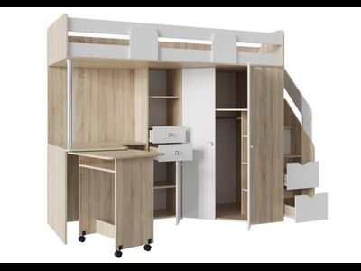 Кровать-чердак Мийа Дуб сонома/Белый (Стиль)