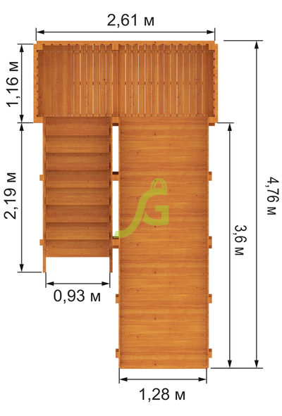 Деревянная зимняя горка Snow Fox, скат 4 м фото габариты