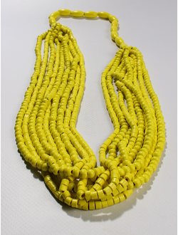 Колье из дерева "Ярусы мелкие шарики" лайм