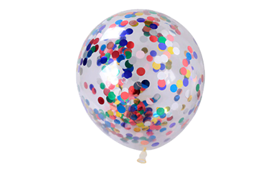 Прозрачный 30см с конфетти (разноцветные круги)