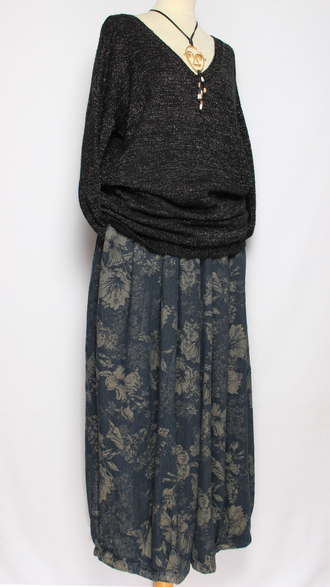 Джемпер удлиненный "ОТКРЫТЫЙ ВОРОТ ЛЮРЕКС" чёрный р.48-54